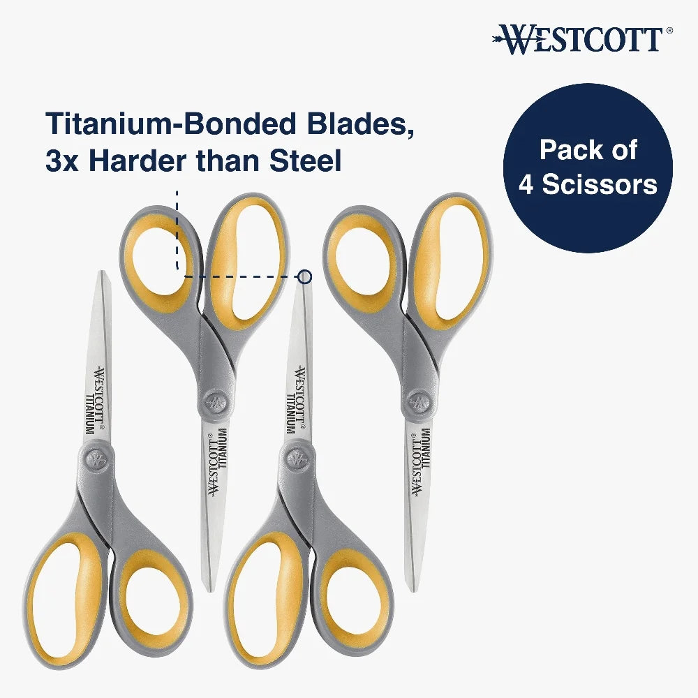 Lightweight Durable Titanium Bonded Scissors, 4 Pack