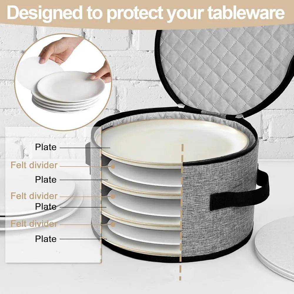 China Storage Containers, Hard Shell With Felt Dividers For Plates