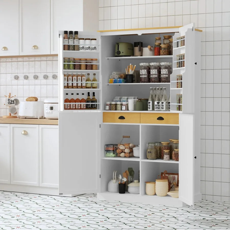 Freestanding Kitchen Pantry with Drawers