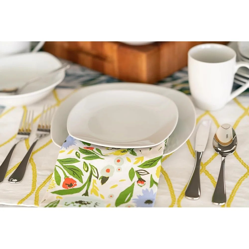 16 Piece Dinnerware Set Porcelain, White Glossy Finish