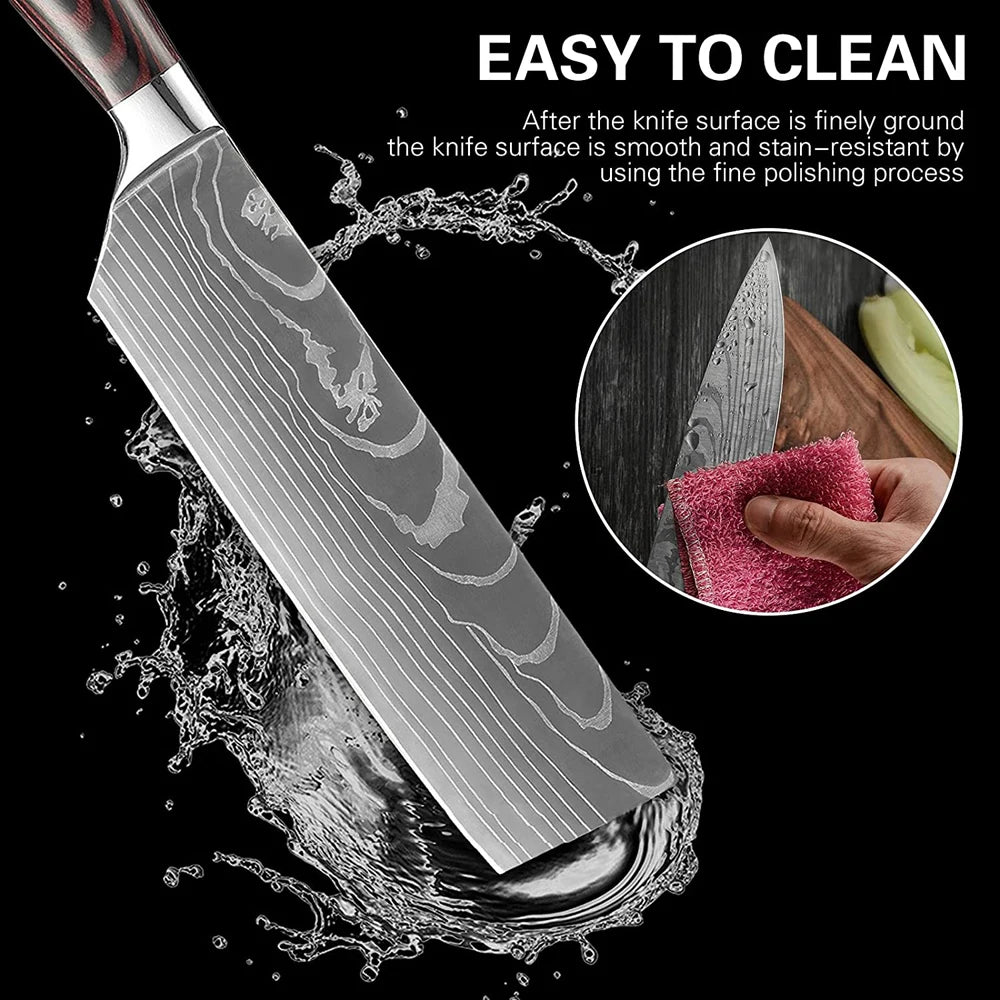 10pc High Carbon Stainless Steel Damascus Knife Set