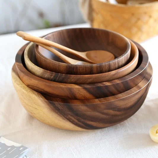 Food Grade Eco-Friendly Polished Wood Salad/Soup Bowls