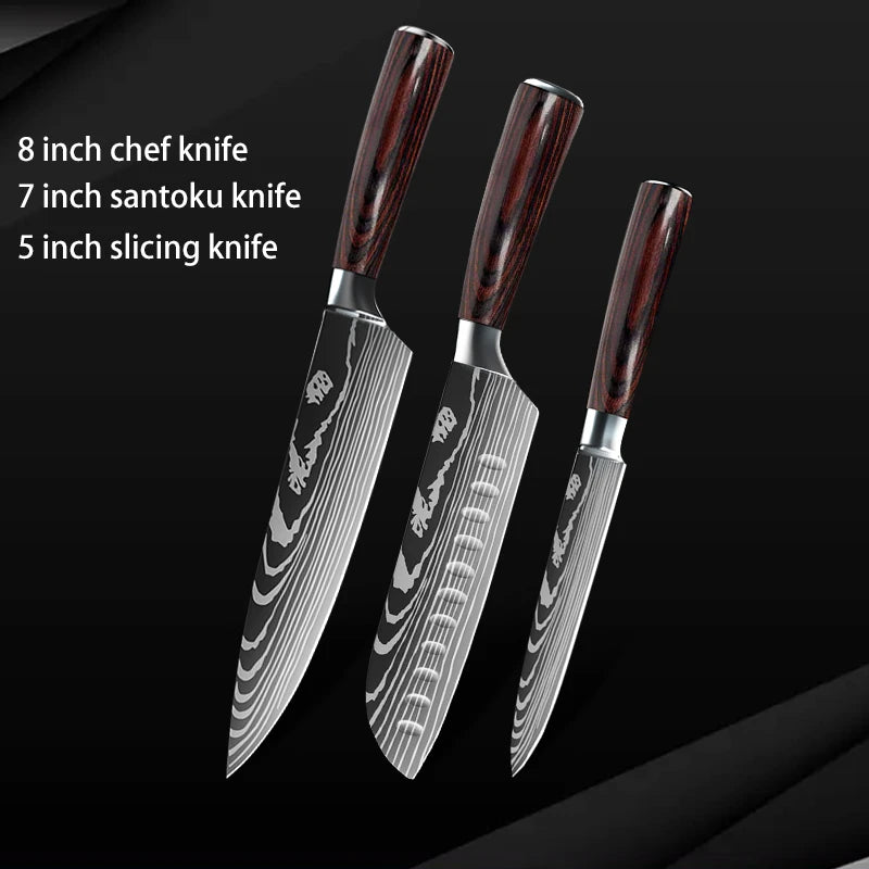 10pc High Carbon Stainless Steel Damascus Knife Set