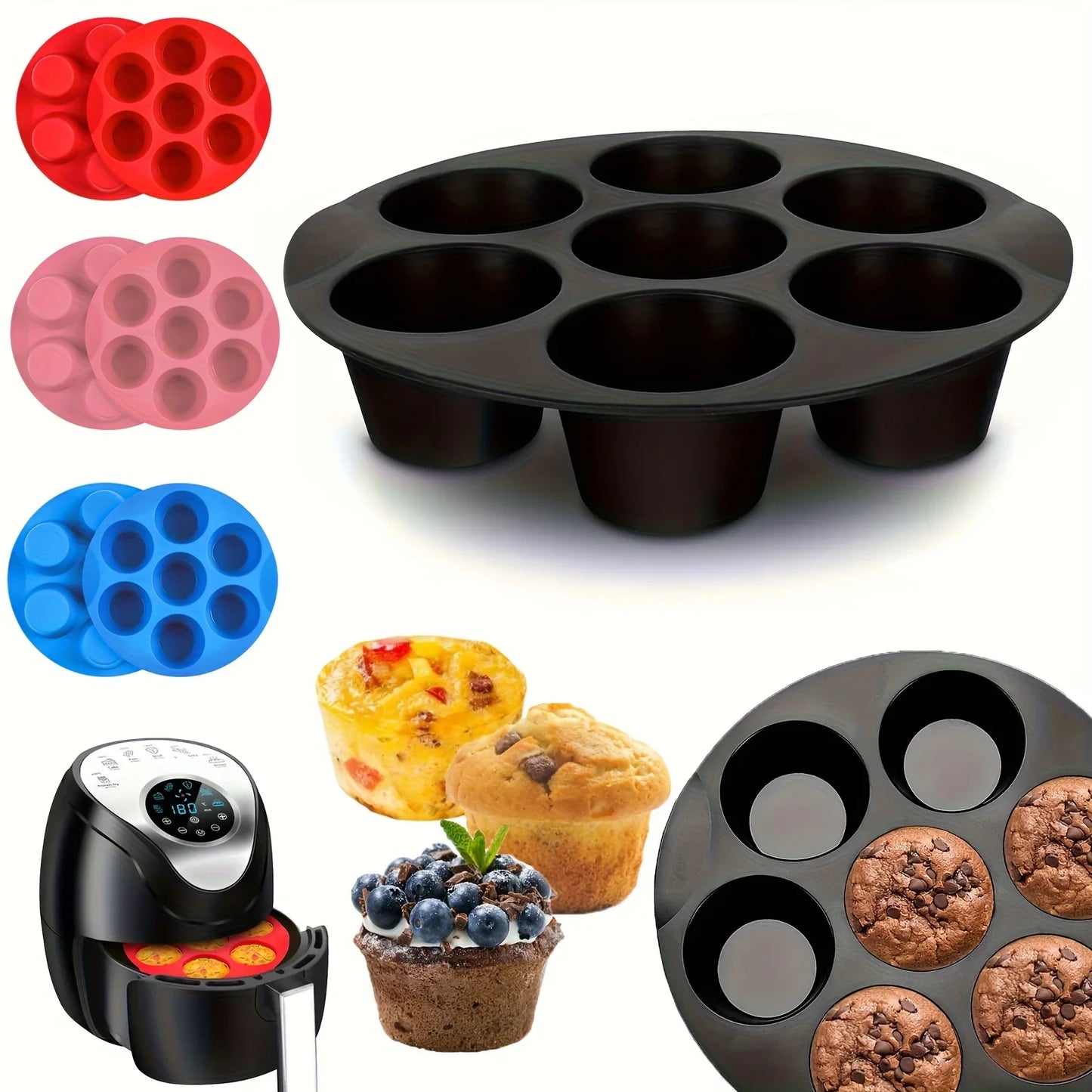 Silicone Egg Bite Molds - 7-Cavity, Non-Stick, Dishwasher Safe