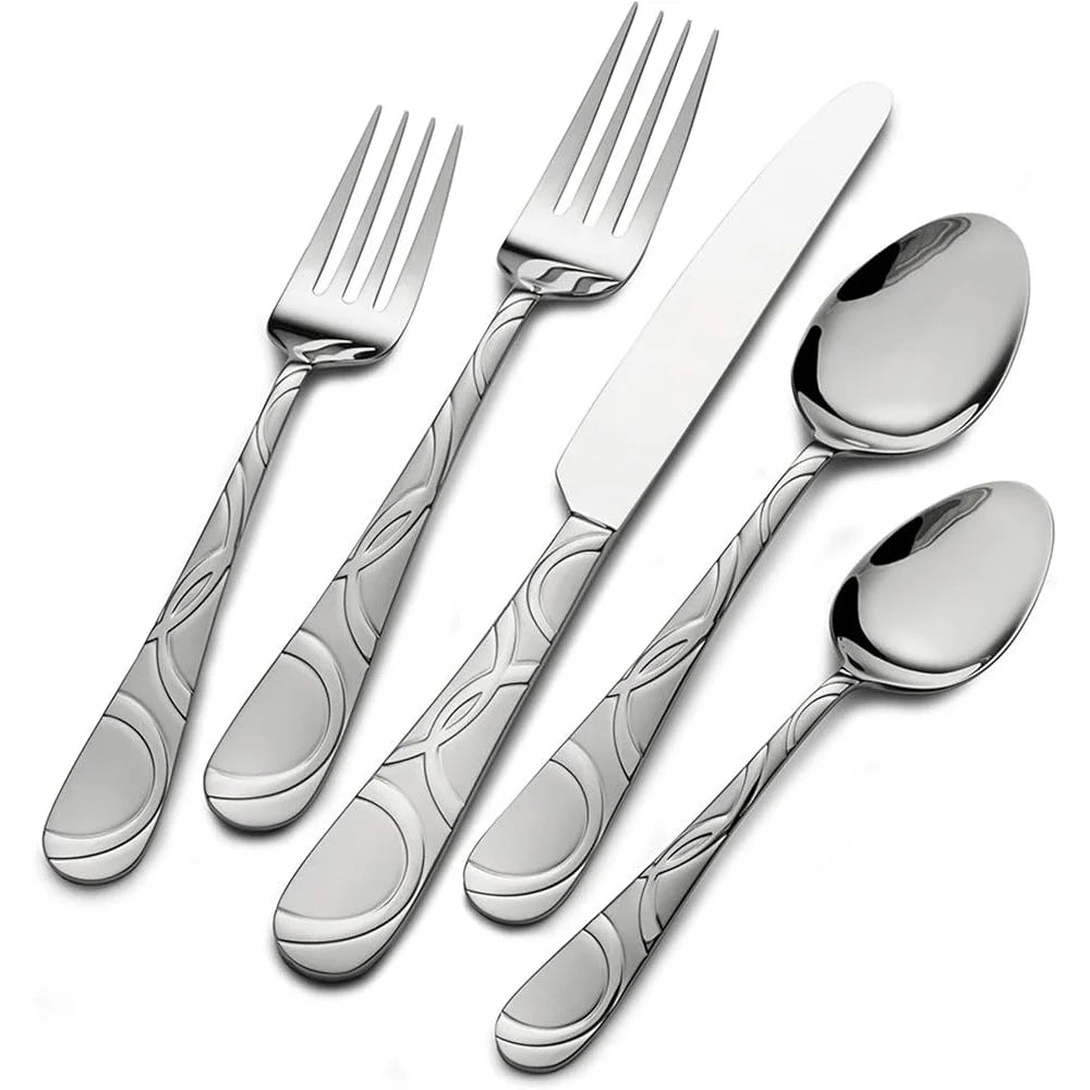 Sleek Modern 20 Piece Stainless Steel Flatware Set Service 4