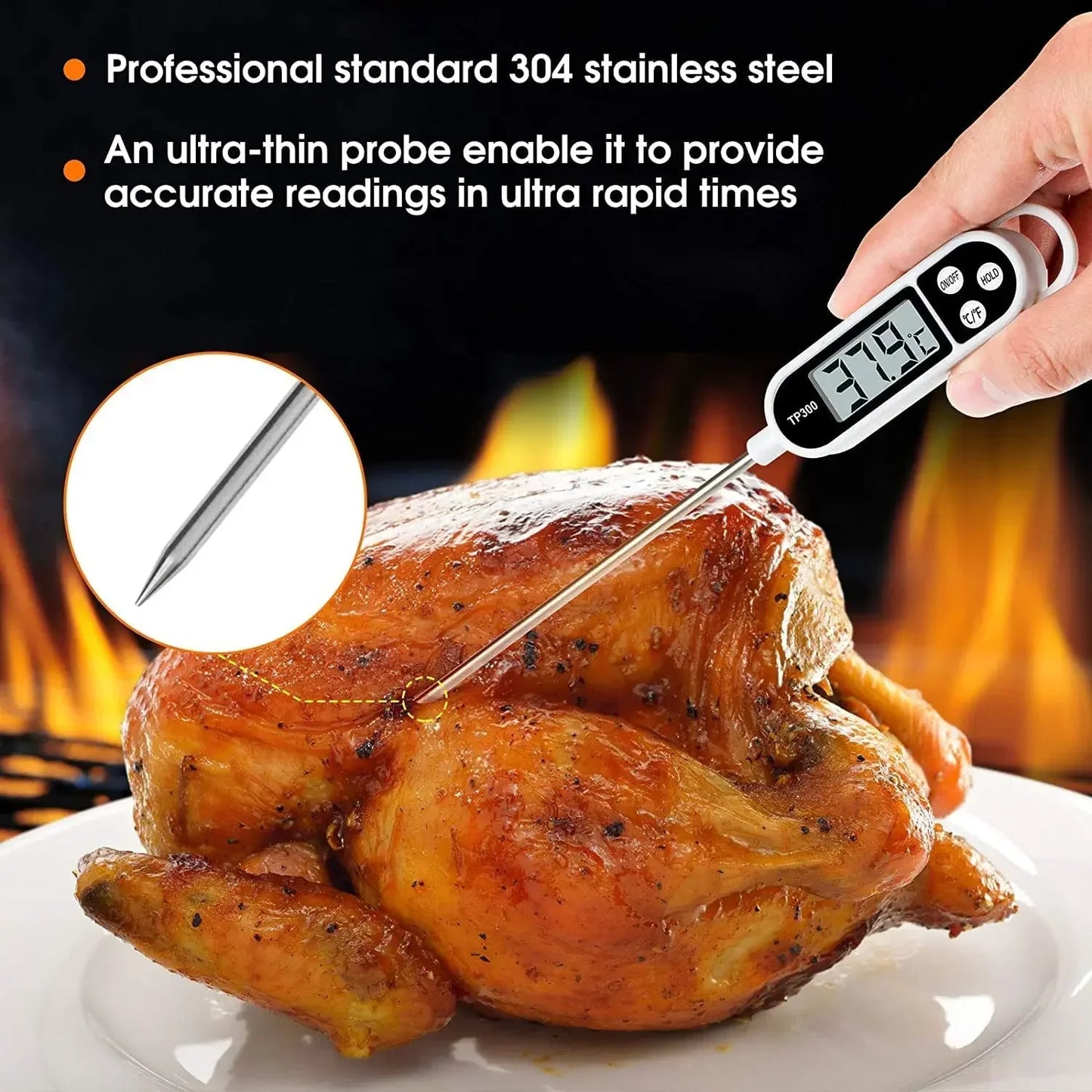 Digital Kitchen Thermometer Instant Read w/ LCD Display