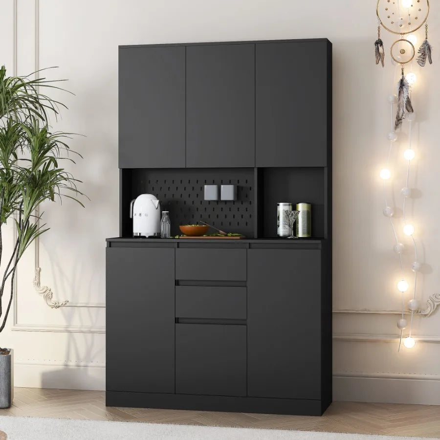 74" Freestanding Kitchen Pantry Cabinet