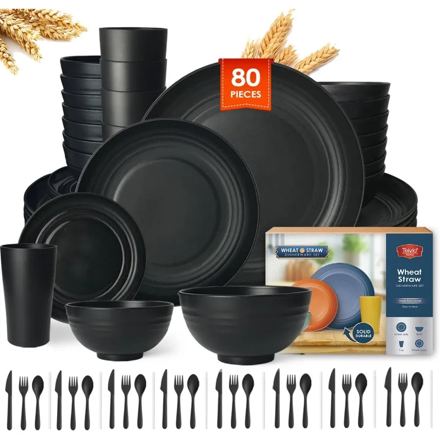 80 Pc Plastic Dinnerware Set for 8