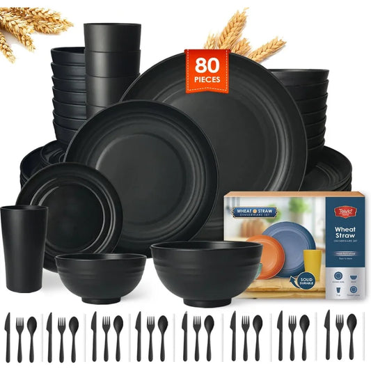 80 Pc Plastic Dinnerware Set for 8