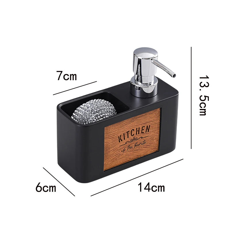 Wood grain soap dispenser/sponge storage