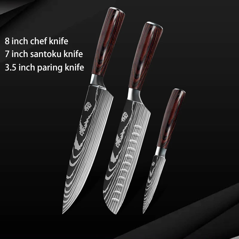 10pc High Carbon Stainless Steel Damascus Knife Set