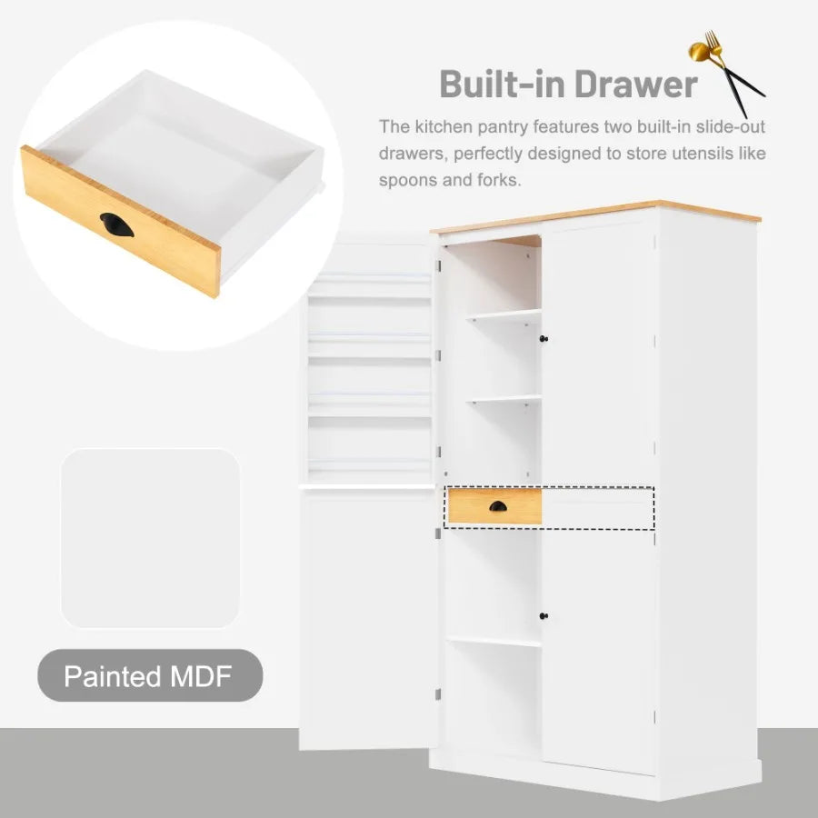 Freestanding Kitchen Pantry with Drawers