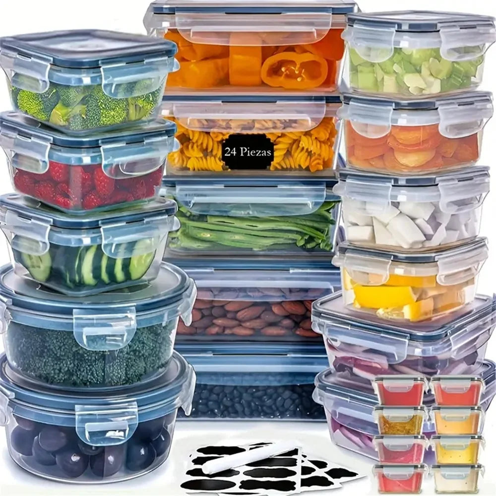 24pc Kitchen Storage Container Set, Plastic w/Lids, Dishwasher Safe