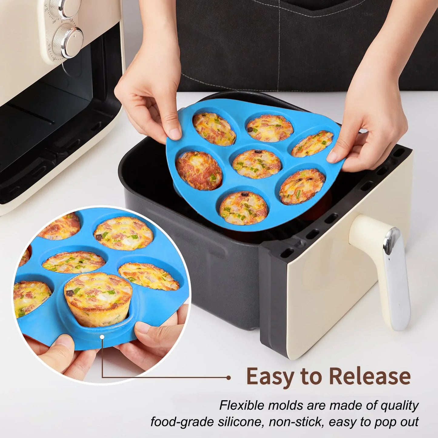 Silicone Egg Bite Molds - 7-Cavity, Non-Stick, Dishwasher Safe