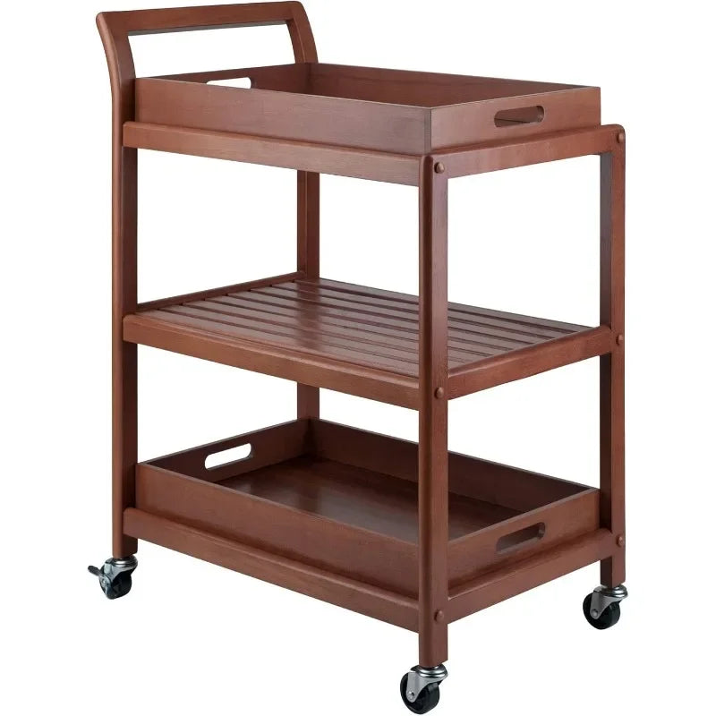 Storage Cart w/ 2 removable serving trays,Walnut