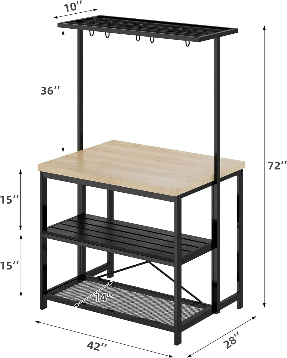 Kitchen Island Bar Table  with Storage & Power Outlet
