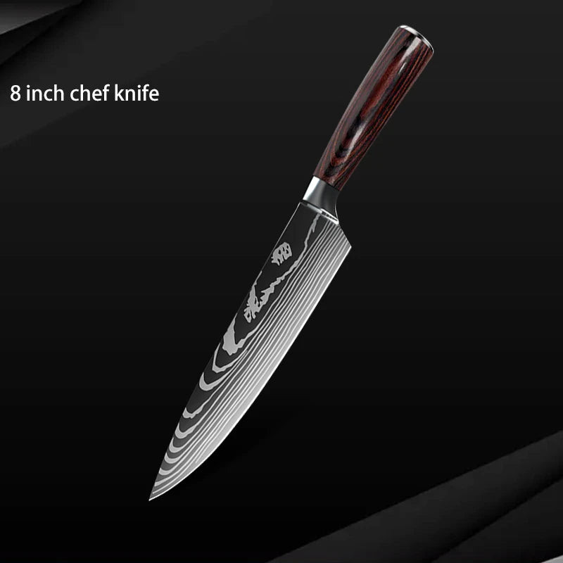 10pc High Carbon Stainless Steel Damascus Knife Set