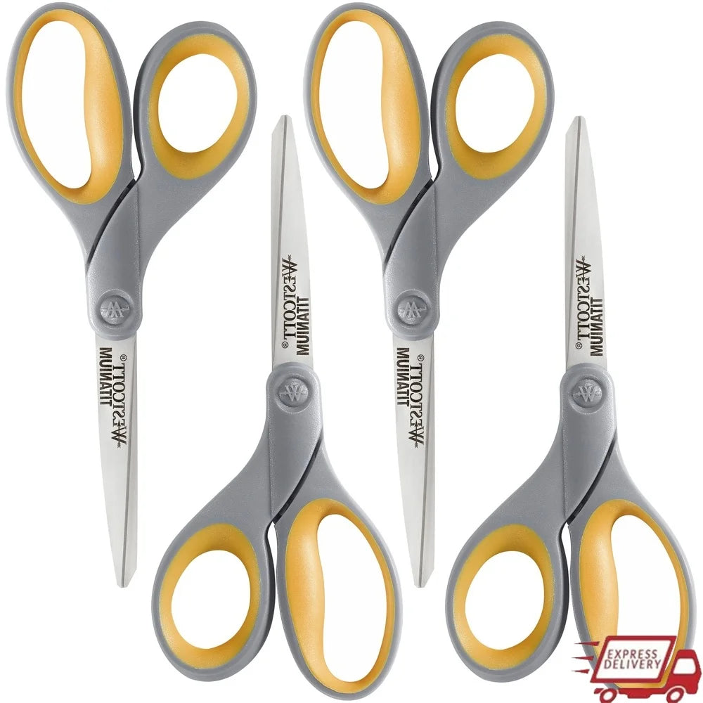 Lightweight Durable Titanium Bonded Scissors, 4 Pack
