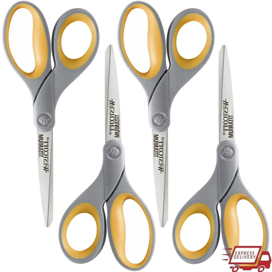 Lightweight Durable Titanium Bonded Scissors, 4 Pack